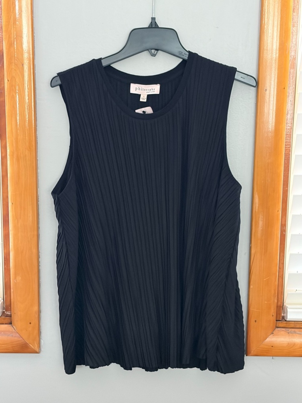 Philosophy Black Pleated Sleeveless Tank